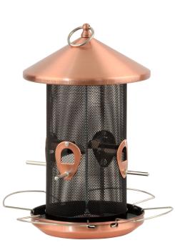 Preview: Metall Vogelfuttersäule Gourmet in Kupfer 17x30cm